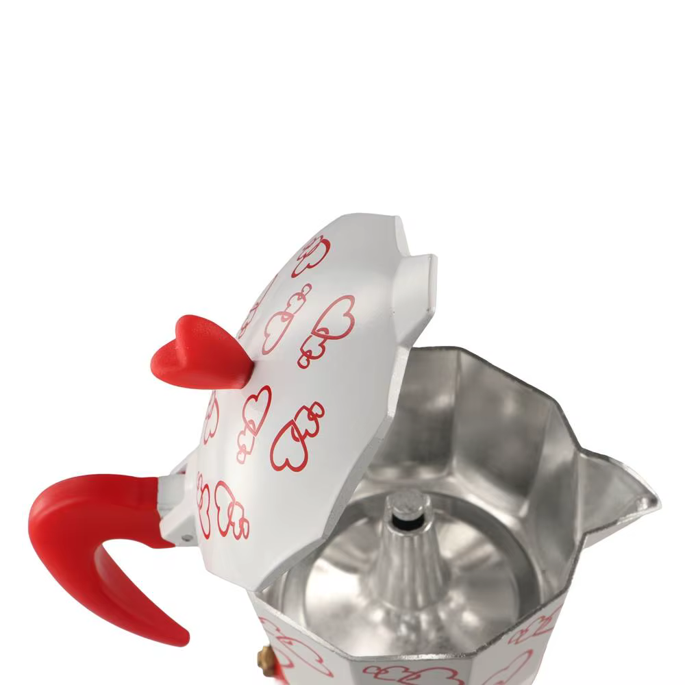 Pot à moka en aluminium à motif de cœur personnalisé