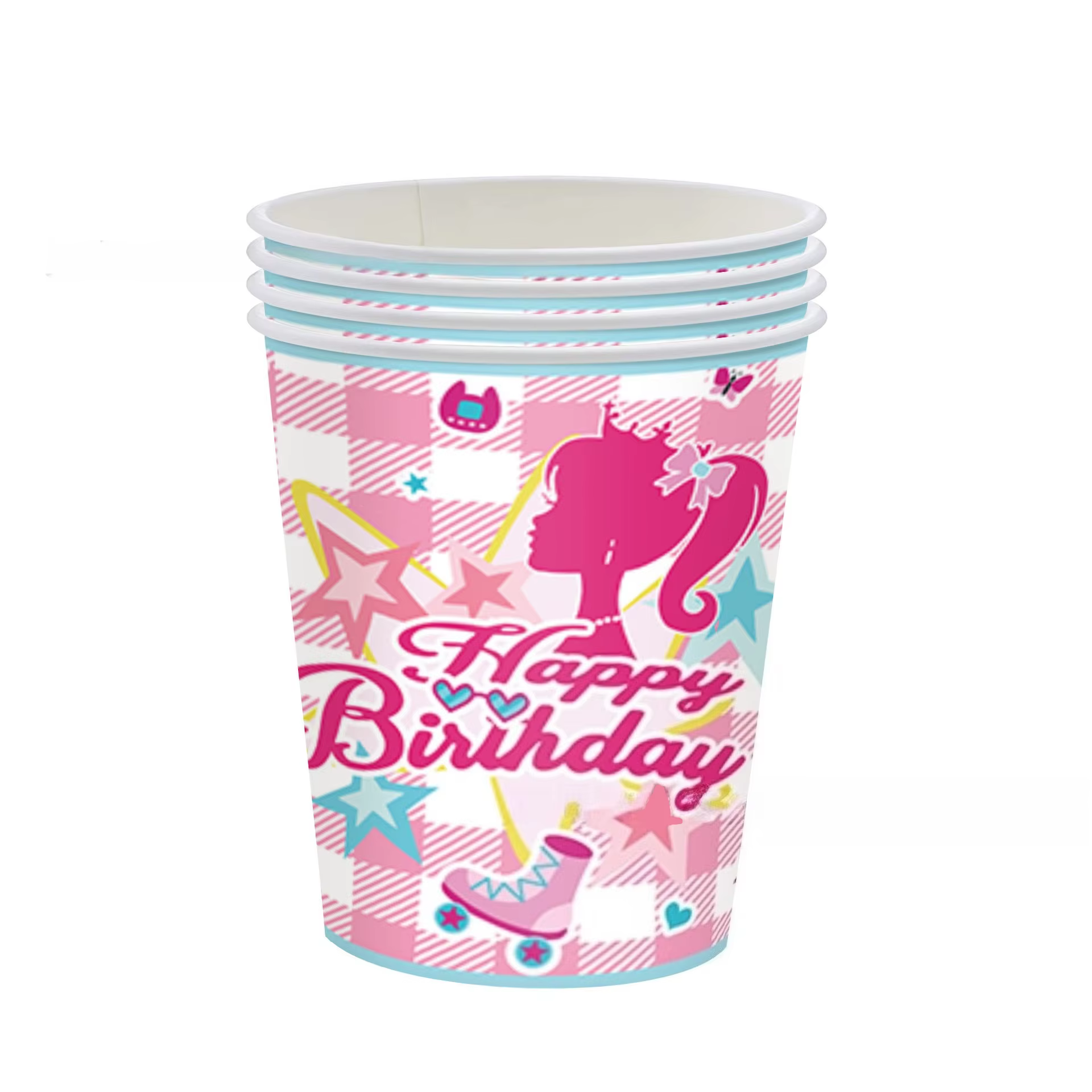 Lot de 20 couverts de fête rose rouge