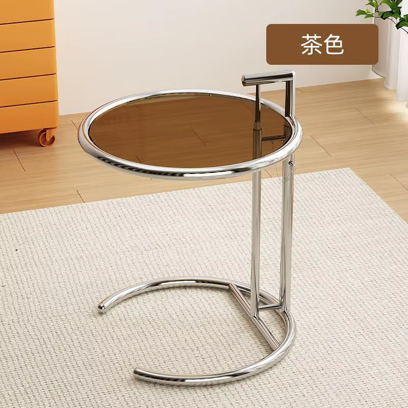 Table à thé transparente rétro en acier inoxydable