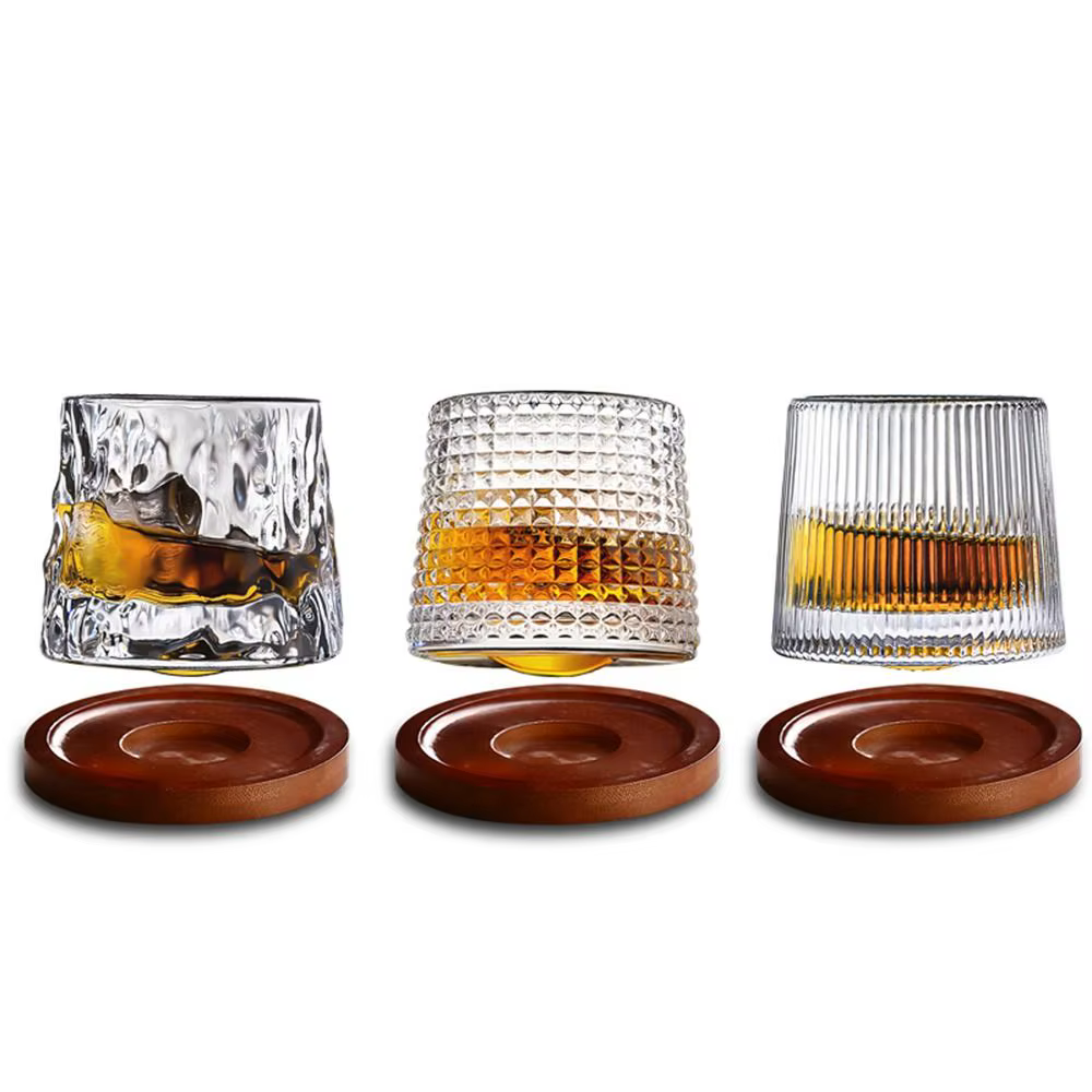 Verres à whisky rotatifs avec base
