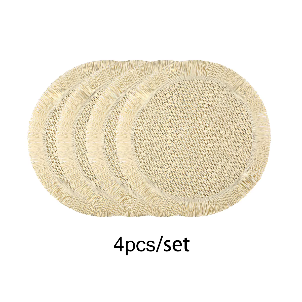 Set de 4 sets de table en papier tissé rond, set de table bohème
