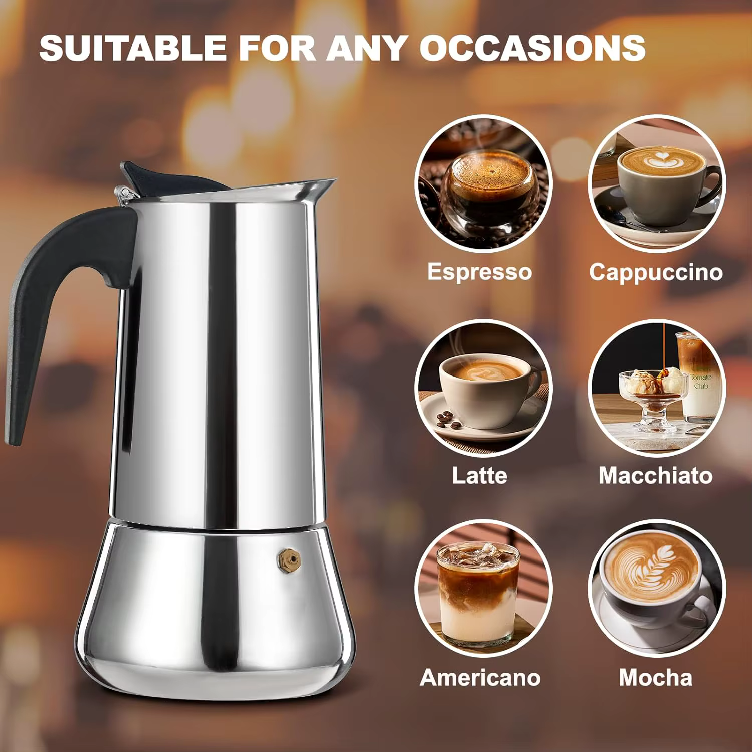 Machine à expresso de cuisinière en acier inoxydable