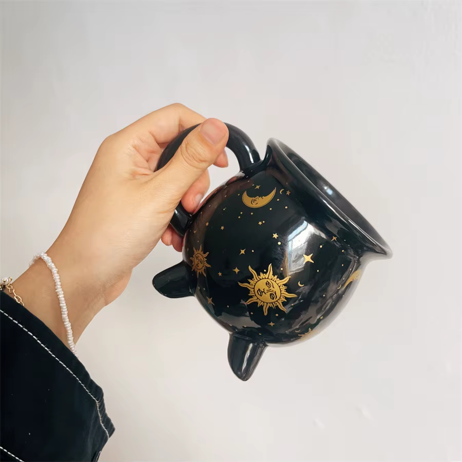 Tasse à café chaudron 350 ml tasses de sorcière en céramique noire