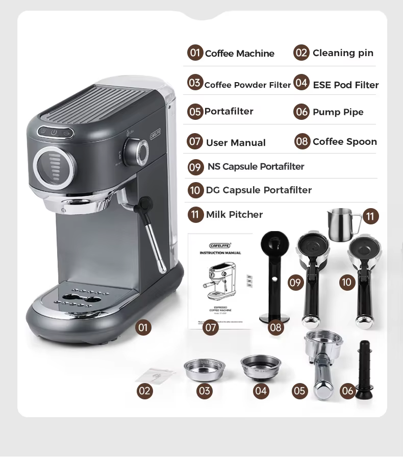 Cafelffe 4-en-1 cafetière chaude/froide Dolce gusto nespresso machine ESE dosette moulu Cappuccino expresso