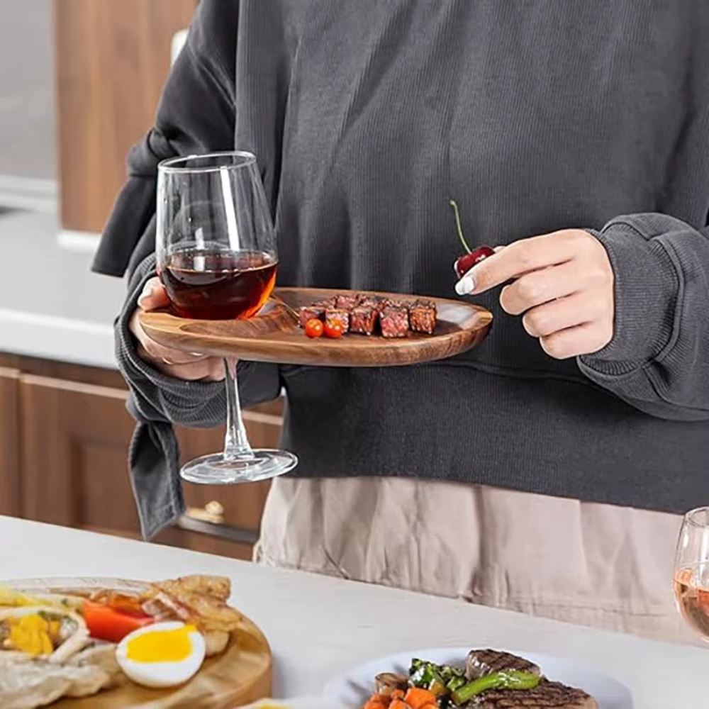 Plateaux à apéritifs en bois à surface lisse