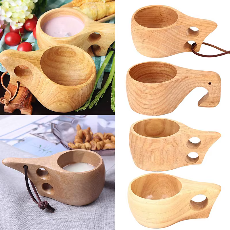 Tasse à café nordique en bois faite à la main