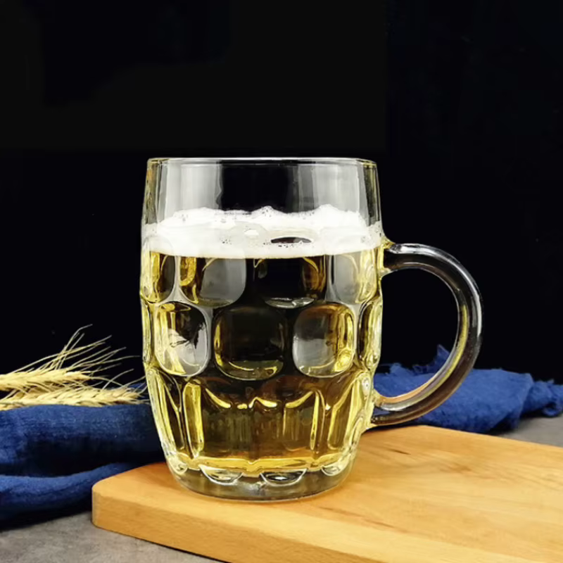 Verre à Bière Artisanal Classique Transparent avec Poignée