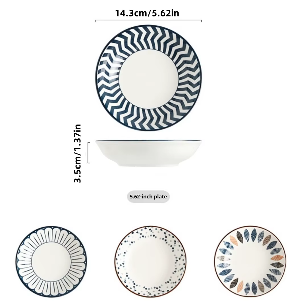 Ensemble d'assiettes en céramique minimalistes de 4 pièces de 5.6 pouces