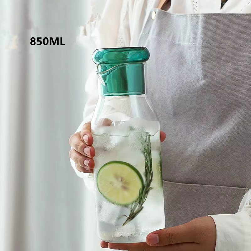 Ensemble de carafe à eau de chevet en verre transparent coloré avec gobelet