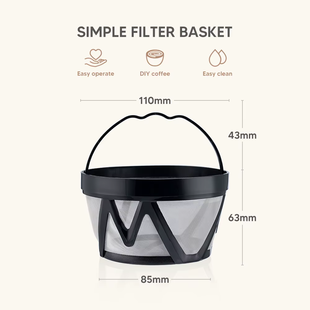 Filtre à café permanent à panier réutilisable pour les brasseurs Mr. Coffee Makers, paquet de 2 pour filtre à panier de remplacement Mr. Coffee de 8 à 12 tasses