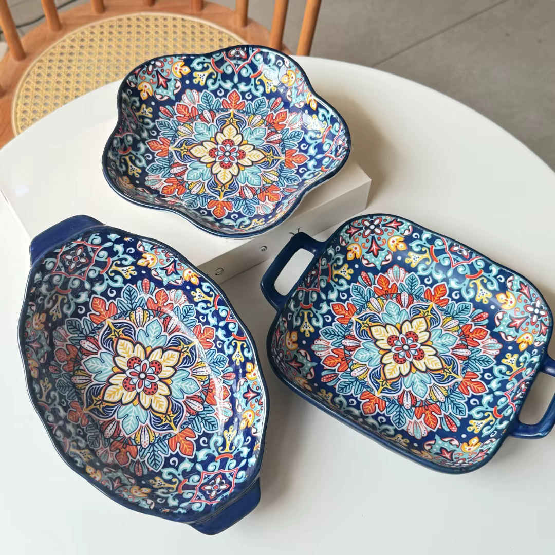 Ensemble d'assiettes en céramique bohème