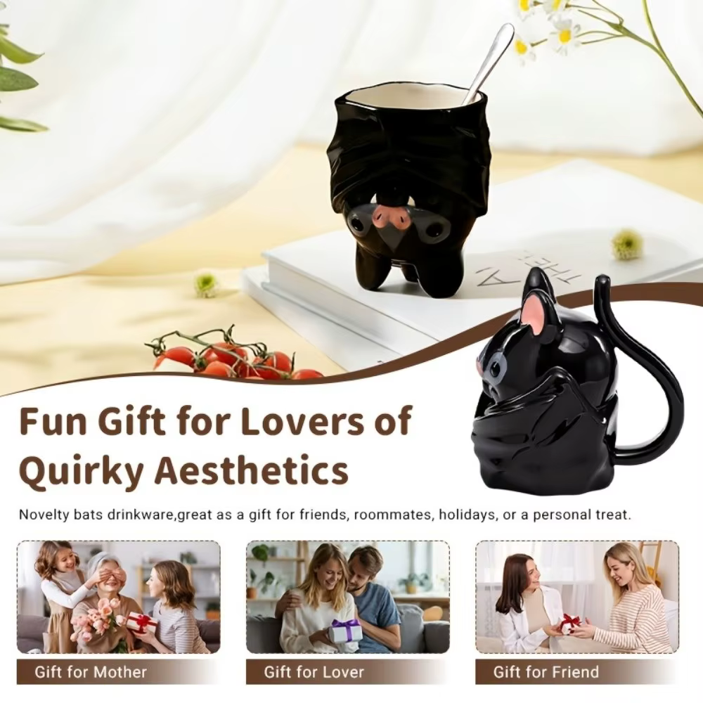 Tasse à café originale en forme de chauve-souris inversée