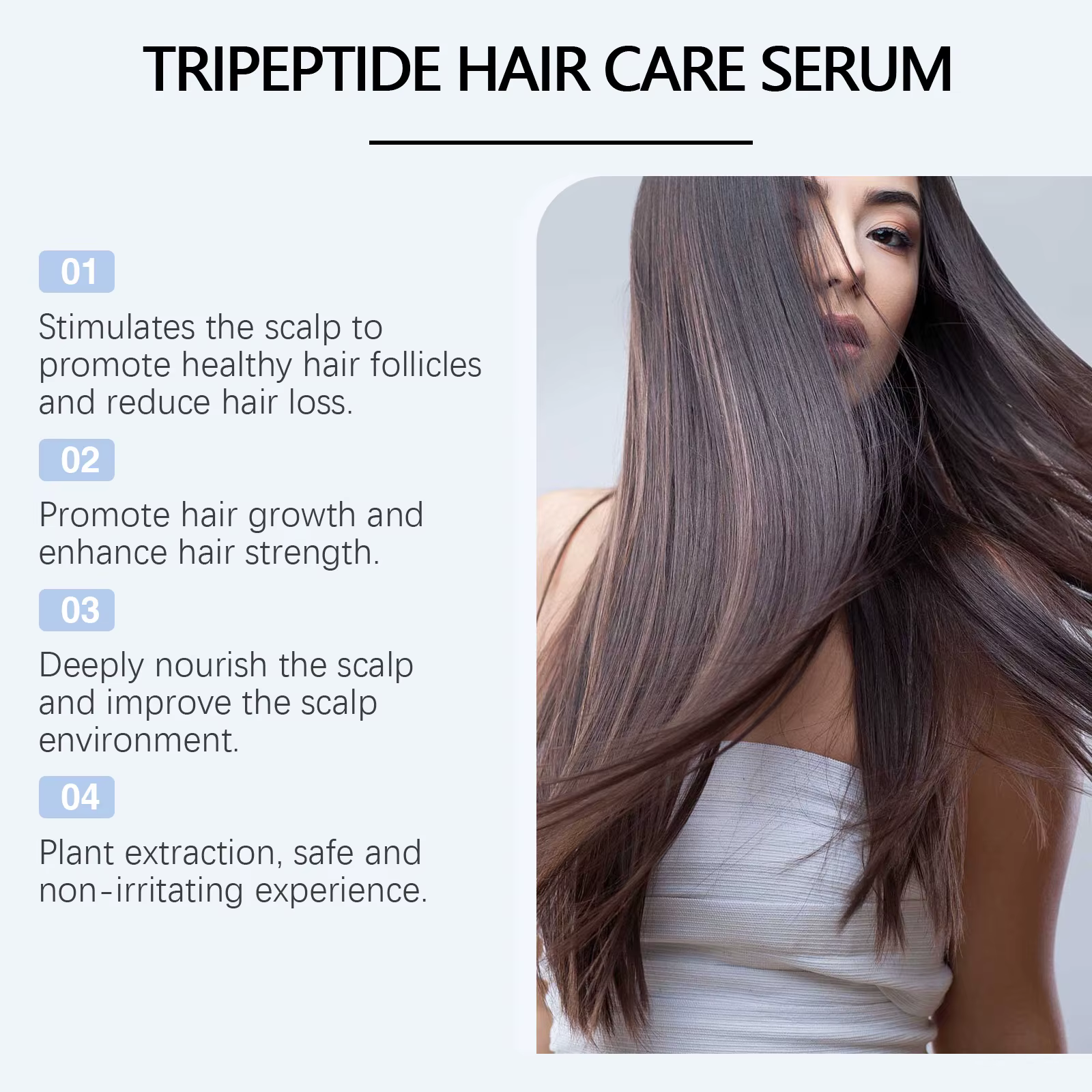 Sérum capillaire tripeptide, traitement fortifiant et nourrissant du cuir chevelu, extrait de café, favorise des cheveux plus épais, plus volumineux et plus sains, 50 ml