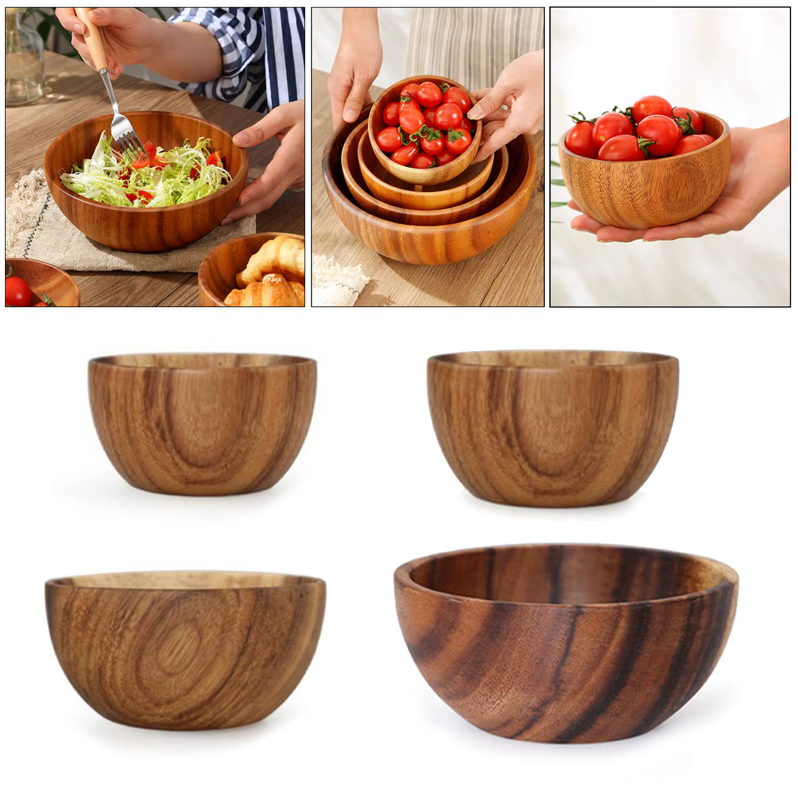 Bol à salade en bois, ustensiles de cuisine ménagers