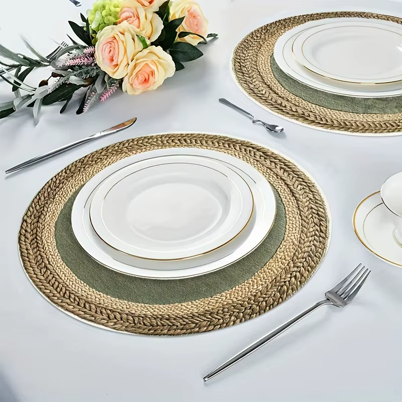 Lot de 4 sets de table ronds de style rustique