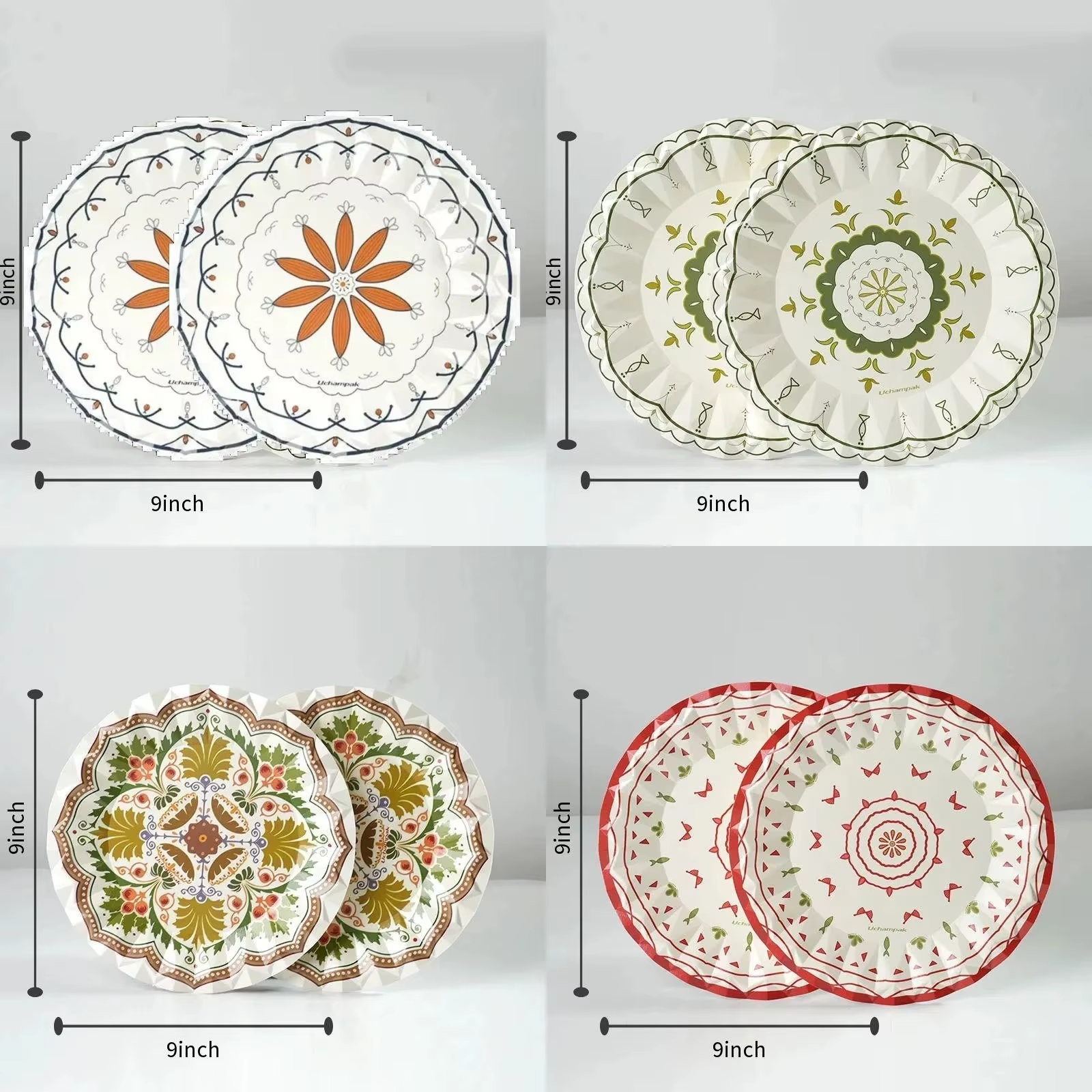Assiettes rondes à motif bohème