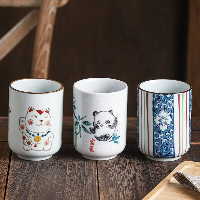 Tasse à café droite peinte à la main en céramique japonaise