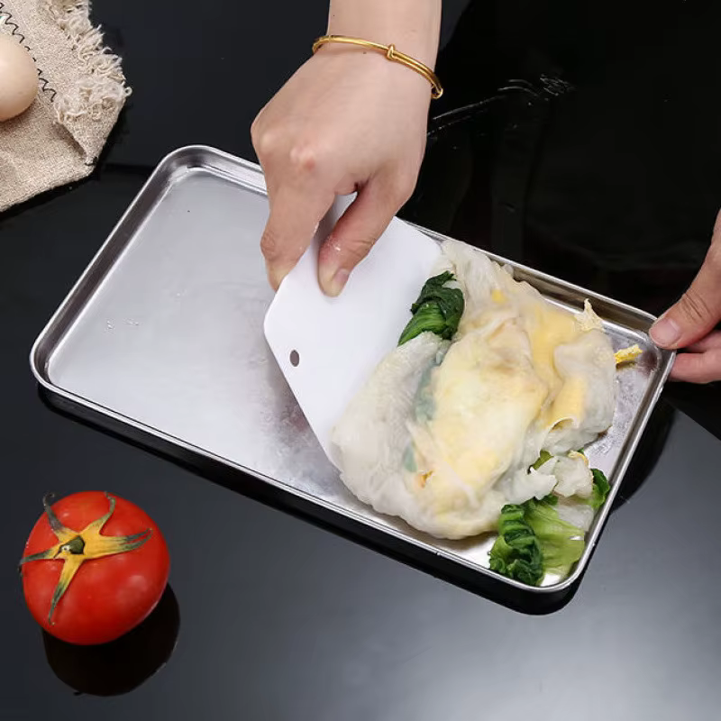 Plateau de service rectangulaire en acier inoxydable pour nouilles de riz