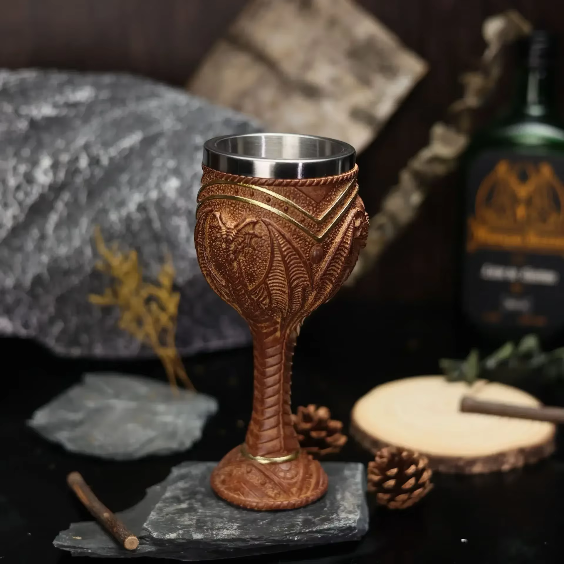 Verre à vin en acier inoxydable en résine gaufrée 3D