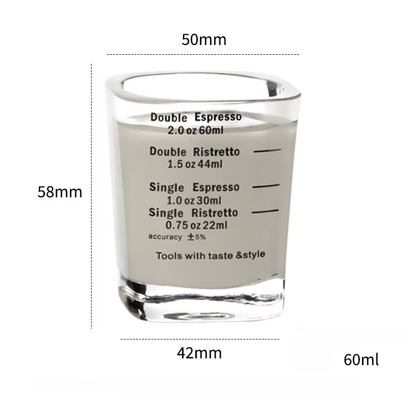 Verre de tasse à mesurer de torréfaction de once de café expresso 60 ml 1 pièces