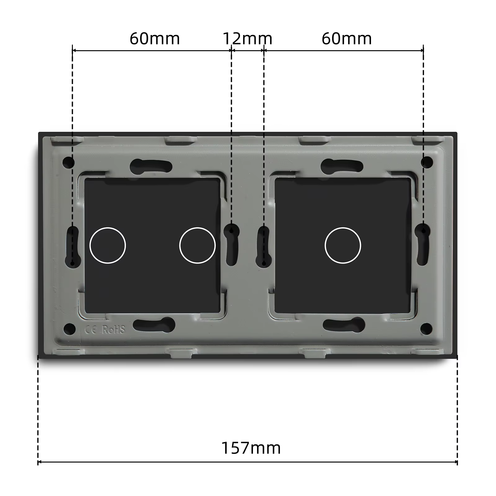 BSEED – panneau en verre cristal de 157mm, 1/2/3 gang, pour interrupteur tactile mural, uniquement panneau avec cadre métallique, sans module, combinaison libre