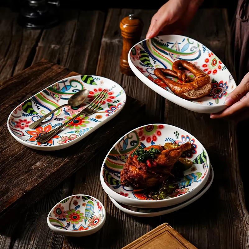 QueHotel-Assiette à légumes en céramique, four à micro-ondes essentiel