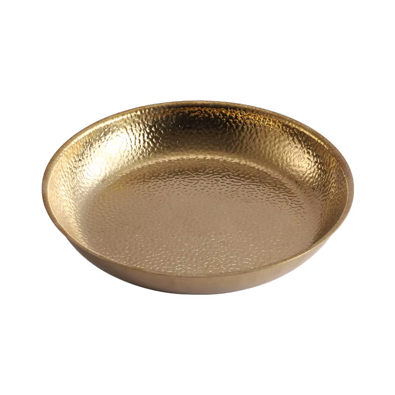 Assiette ronde en acier inoxydable doré
