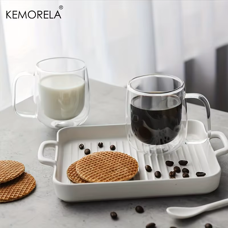 KEMORELA 1/2 pièces tasse à café Double paroi avec poignée