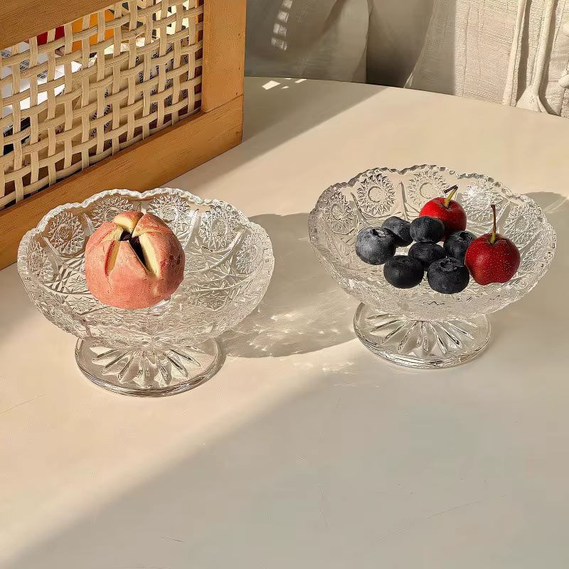 Plateau à fruits en verre en Relief