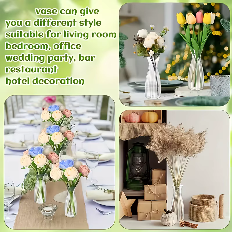 6 petits vases transparents modernes - pour décorer les tables de mariage et les salles à manger