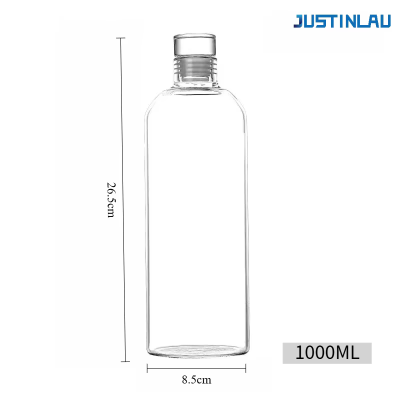 Bouteille en verre transparente de 300-1000 ml en verre borosilicate