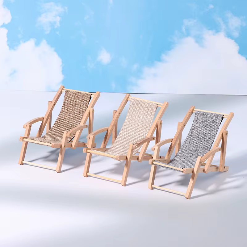 Chaise de plage Miniature pour maison de poupée 1:12, modèle de chaise longue, accessoires de meubles pour décoration de maison de poupée, jouets de jeu pour enfants