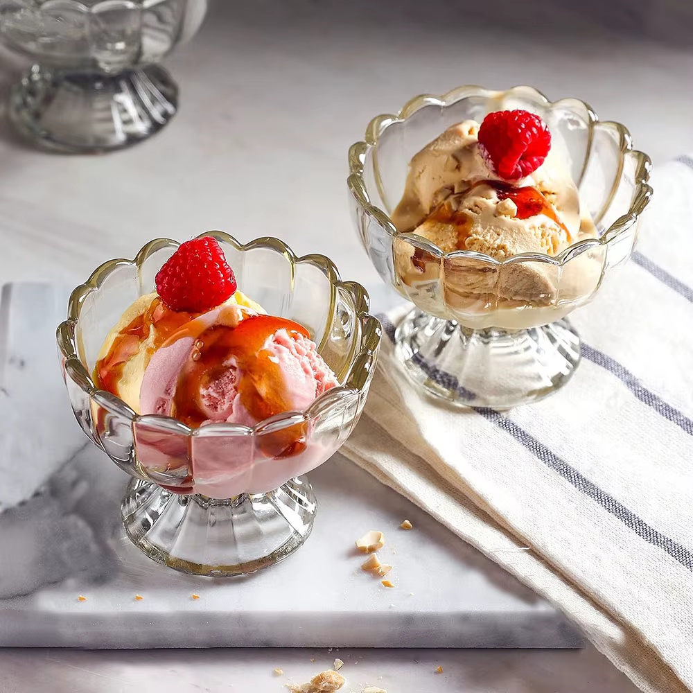 Bol à dessert en verre tulipe à pied de 5 oz – Idéal pour les coupes glacées