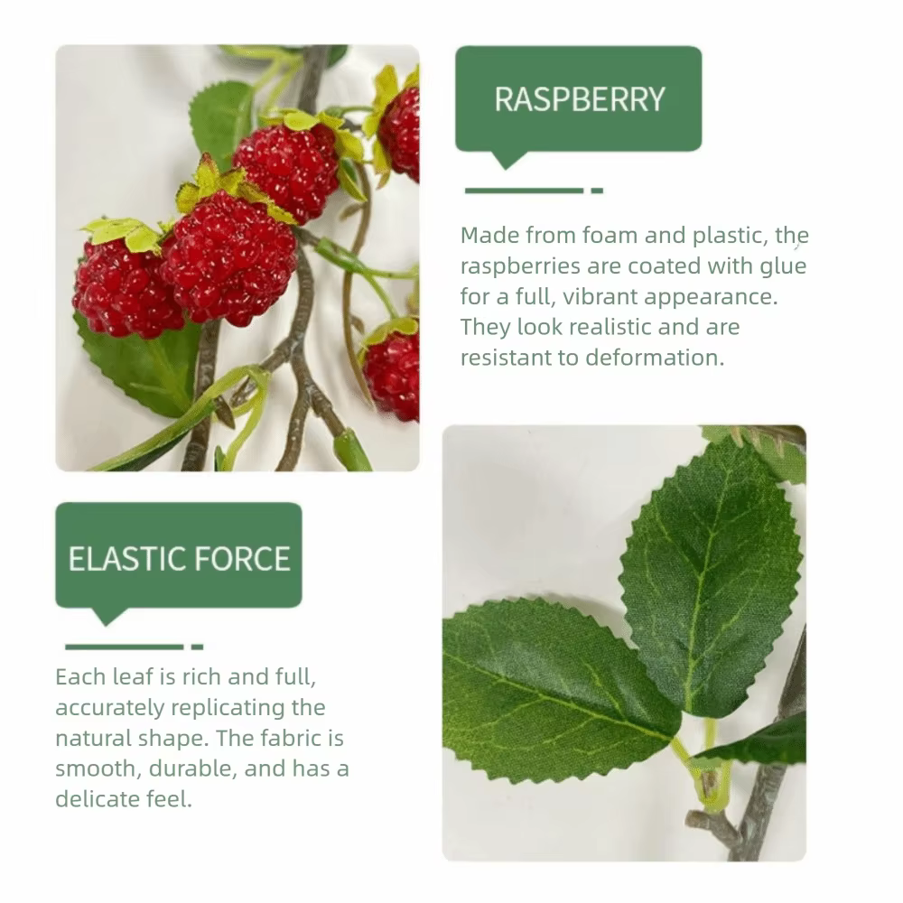 Plante artificielle de framboises rouges