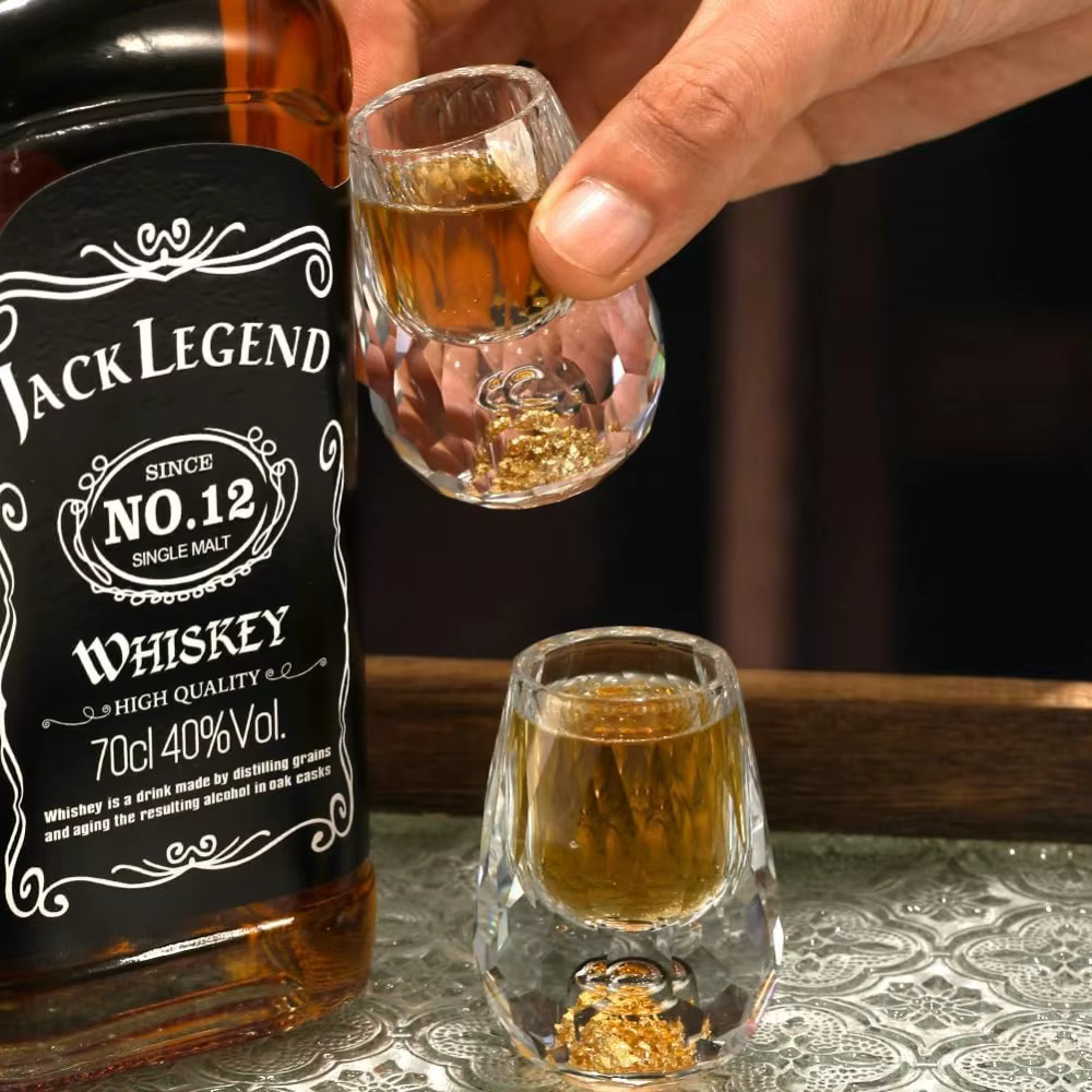 Verre à vin en cristal feuille d'or de 15 ml