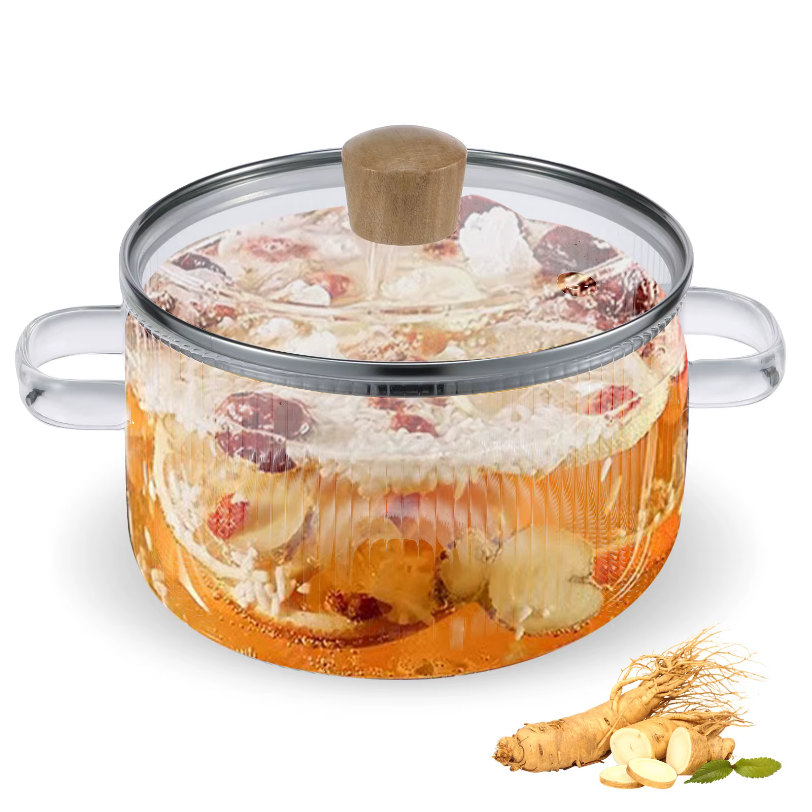 Casserole en verre transparente avec couvercle