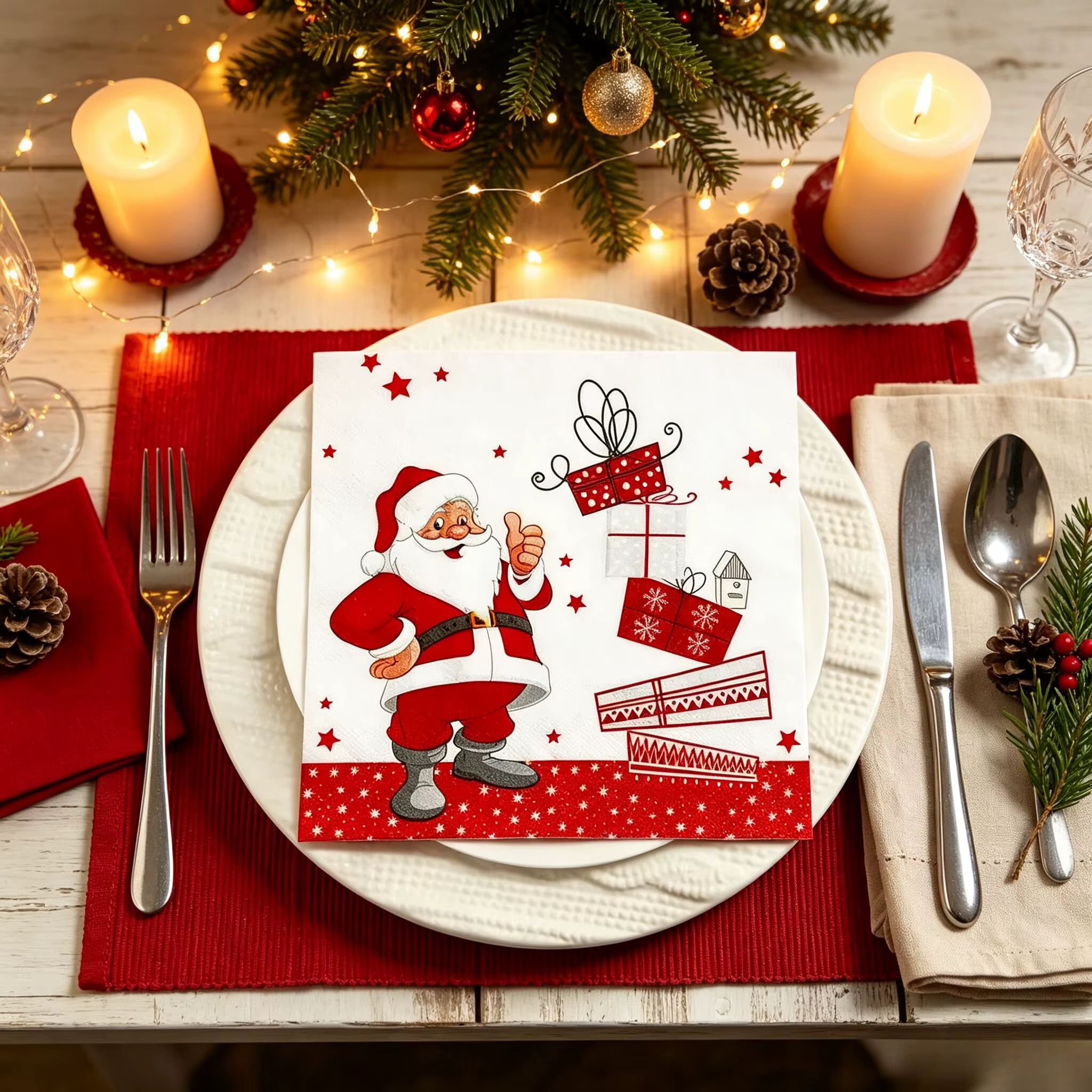 Serviettes de table de Noël 20/40/60 pièces - Père Noël