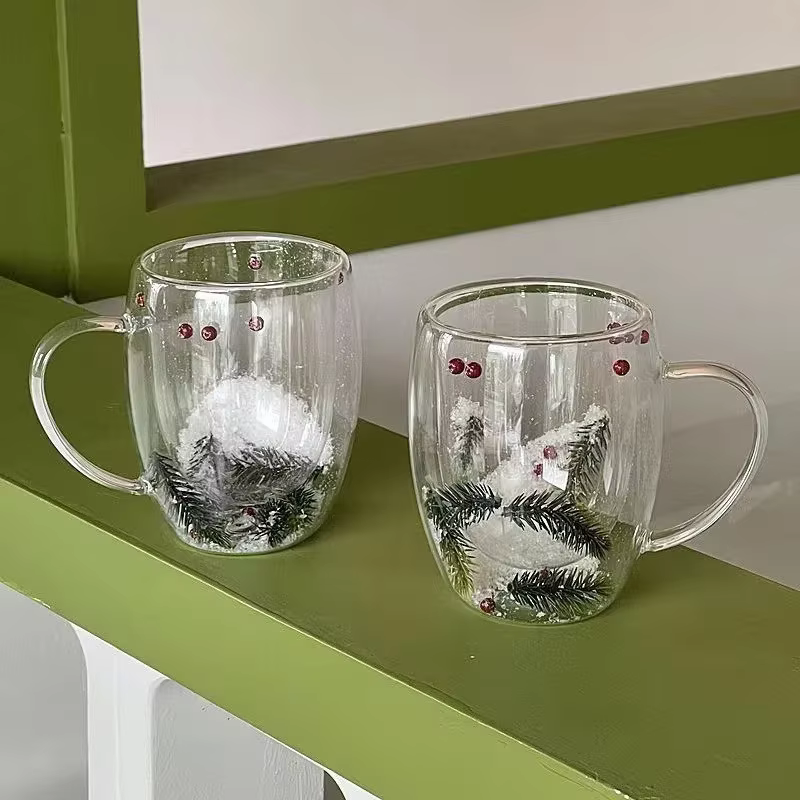 Tasse de noël en verre à Double paroi