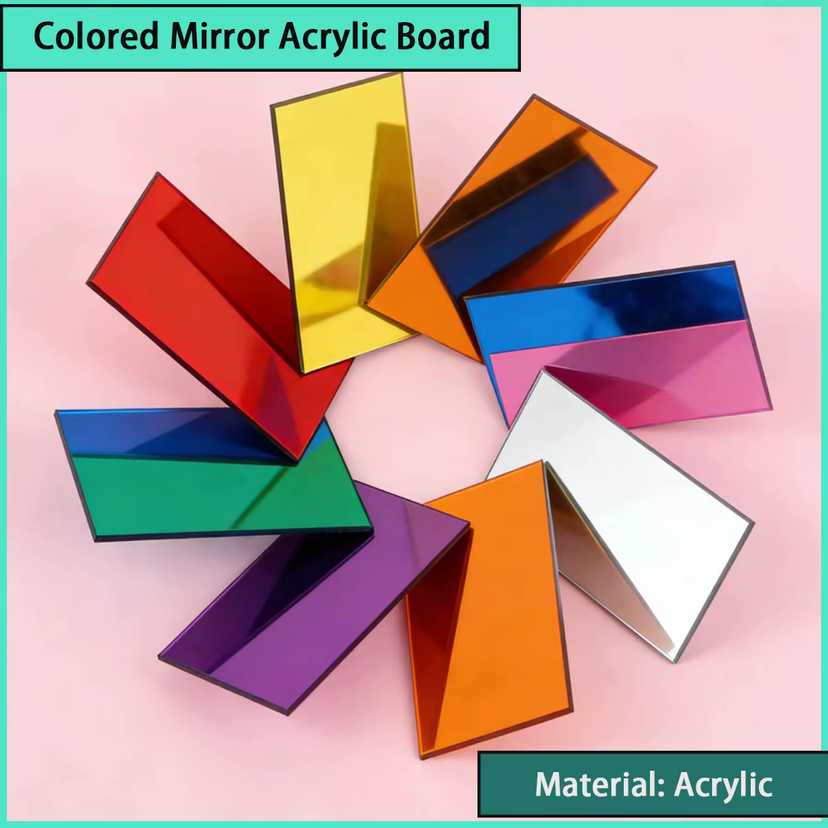 Miroir carré en verre acrylique coloré de 2 mm d'épaisseur, lentille décorative pour hôtel, verre organique résistant aux chocs
