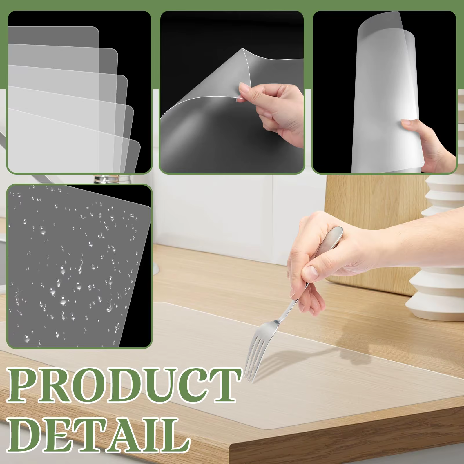 Ensemble de 4 sets de table en plastique transparent - Protection