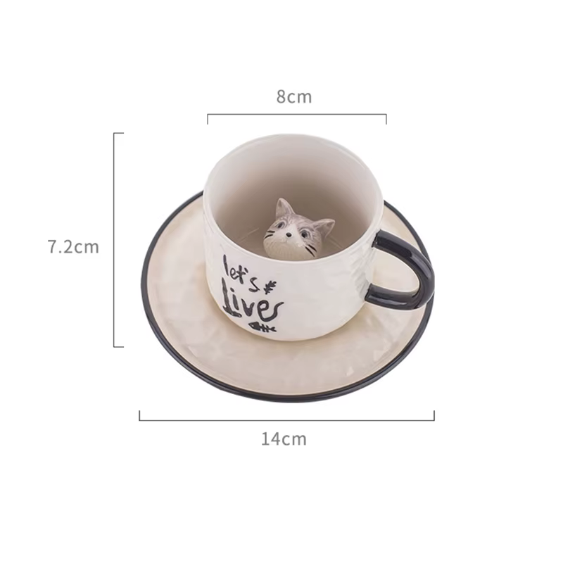 Tasse à café en céramique chat mignon de dessin animé moderne