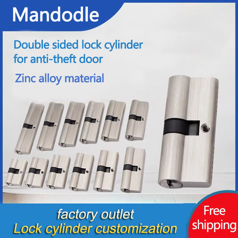 Portes et fenêtres intérieures de chambre à coucher, cylindre de serrure de 60 70 80mm, clé AB, entrée antivol, alliage de zinc, alliage d'aluminium, serrure de porte en laiton