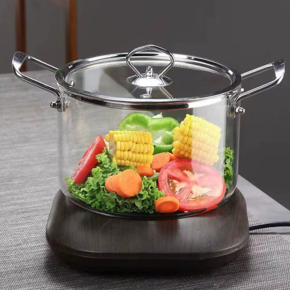 Verrerie moderne haute teneur en verre Borosilicate marmite transparente minimaliste casserole