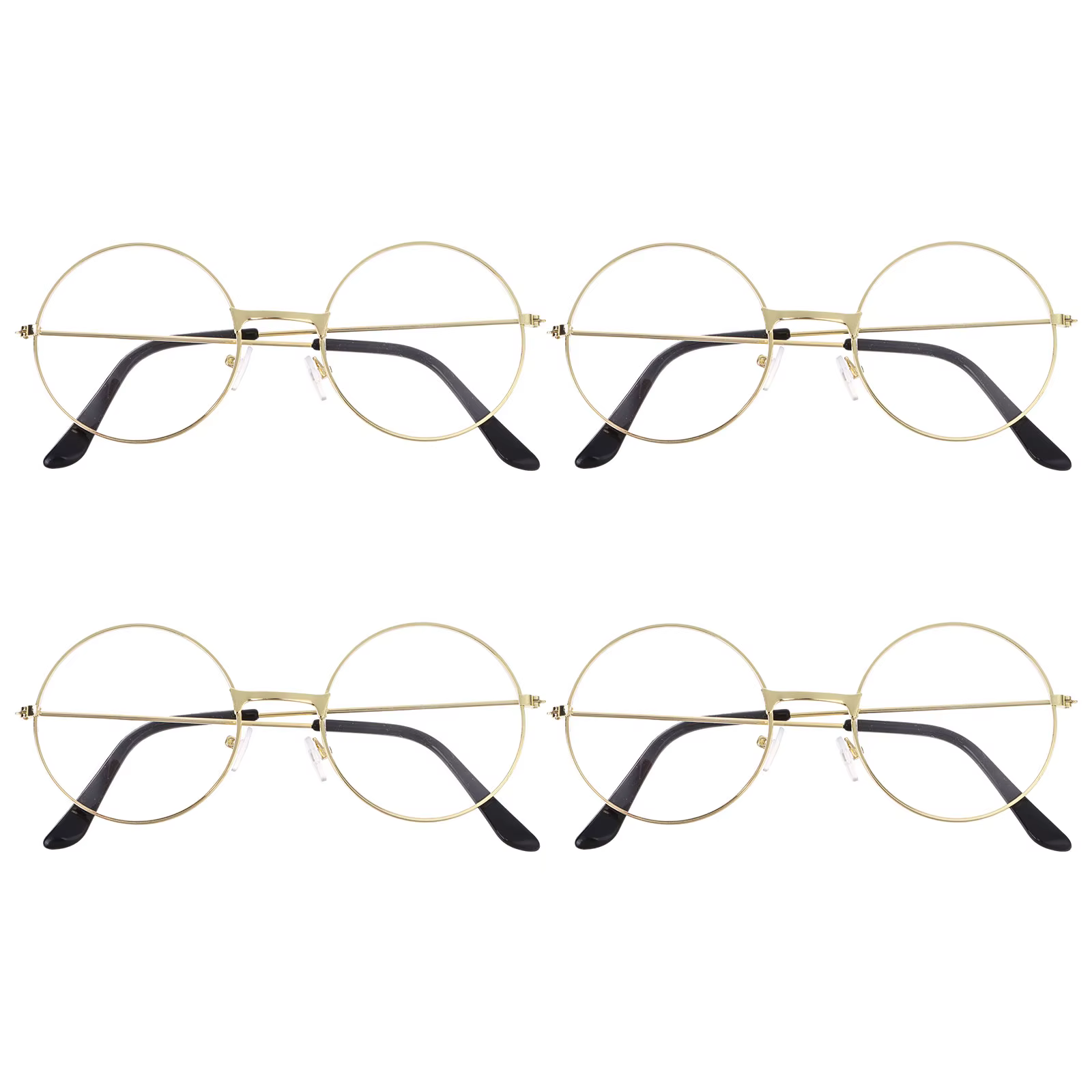 Lunettes de costume de vieil homme, verres ronds dorés, verres transparents pour père Noël