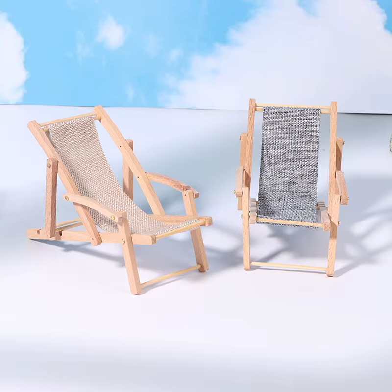 1Pc 1/12 maison de poupée chaise longue pliable maison de poupée salon chaise de plage modèle maison de poupée Mini meubles accessoires