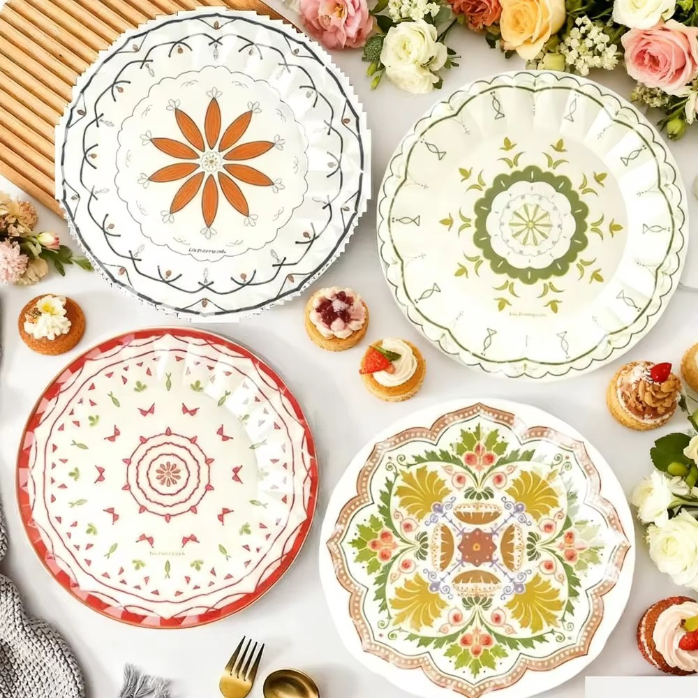 Assiettes rondes à motif bohème