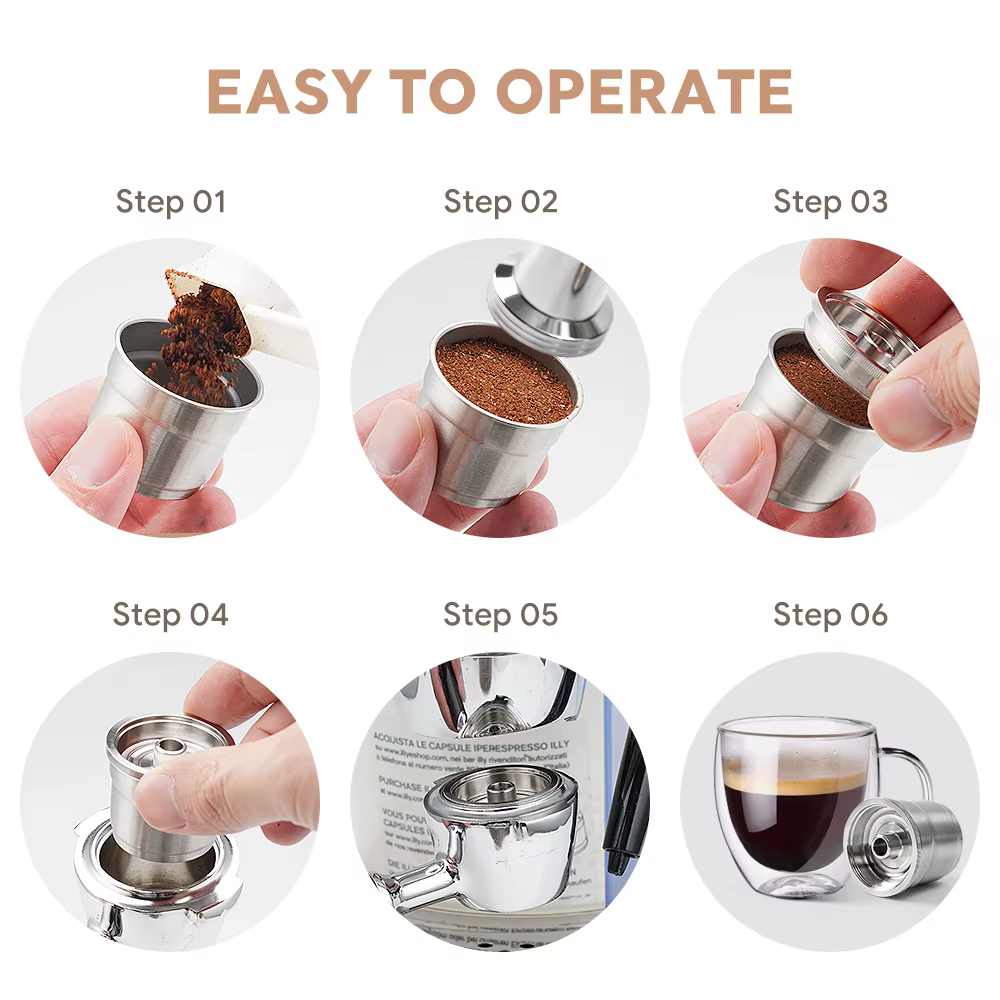Filtres à café réutilisables pour capsules en acier inoxydable illy y3 Iperespresso Rich Crema