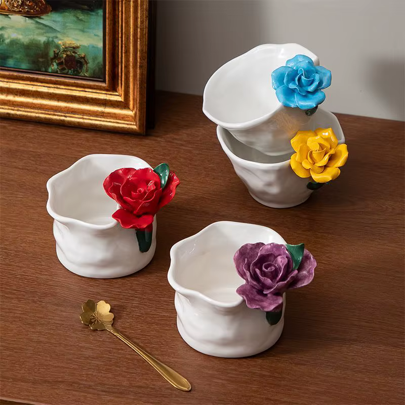 Tasse à café en céramique Rose faite à la main