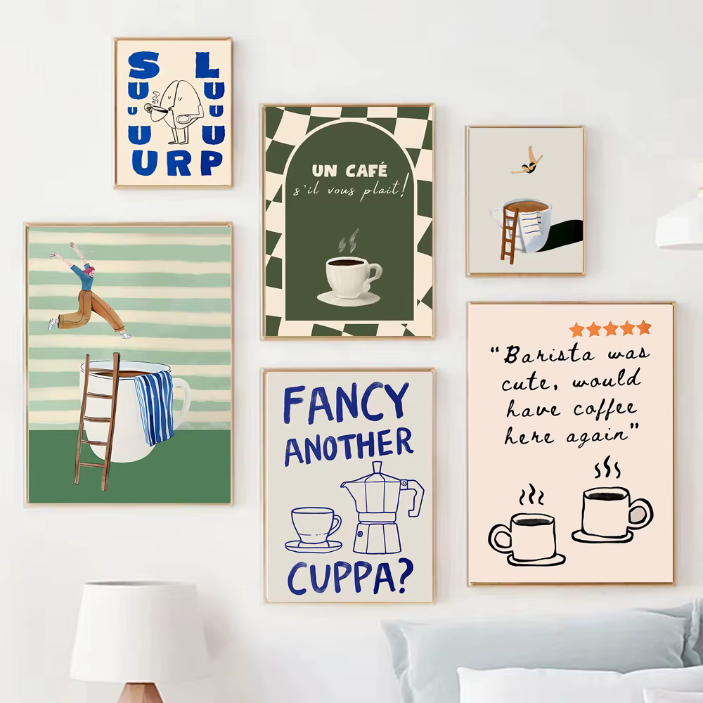 Affiche d'art drôle de plongée de café