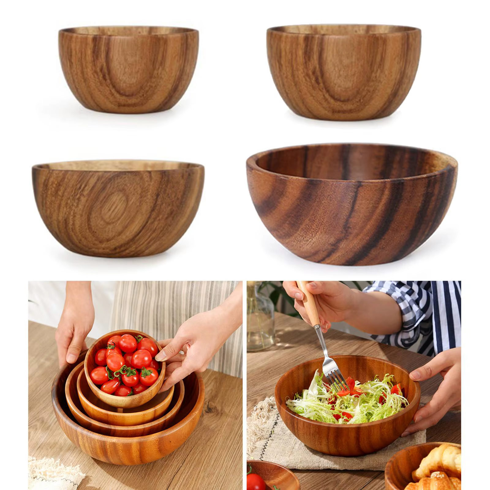Bol à salade en bois, ustensiles de cuisine ménagers